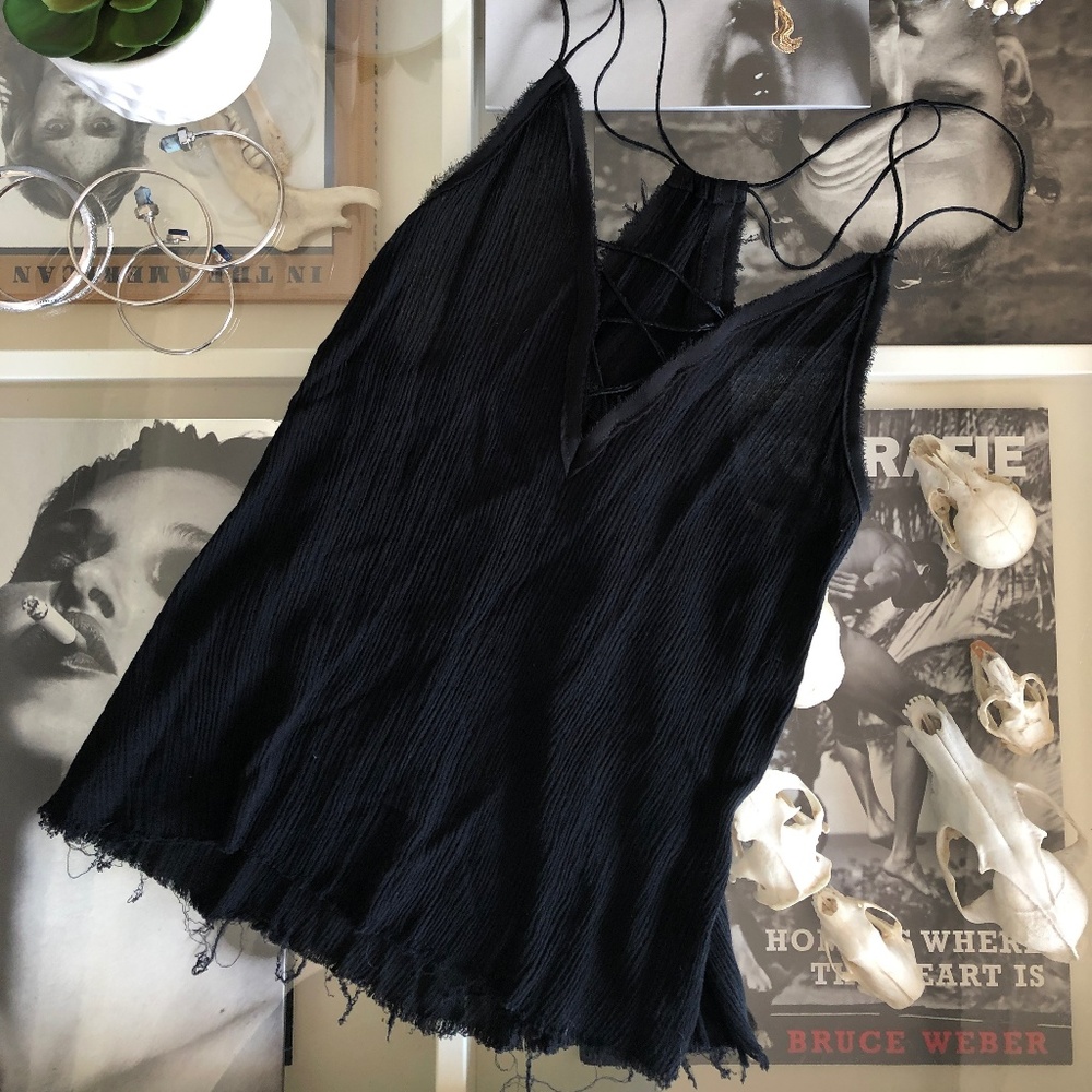 Sleeveless Black Chiffon Top